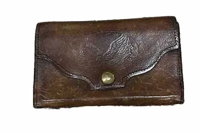 Rustic Leather Wallet Distressed TriFold Trucker Wallet Embossed Eagle Vintage • $6.99