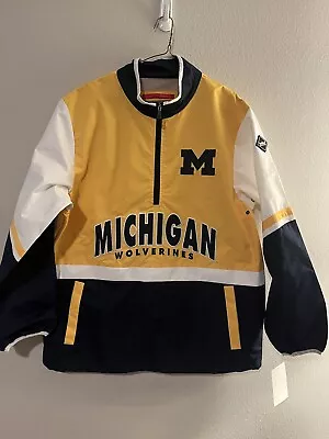Michigan Wolverines Mens Franchise Club Navy Gold Quarter Zip Jacket Size Large • $49.99