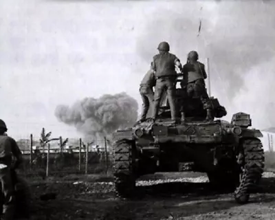 Soldiers Firing 50 Caliber Machine Gun On M24 Tank 8x10 Vietnam War Photo 559 • $7.43