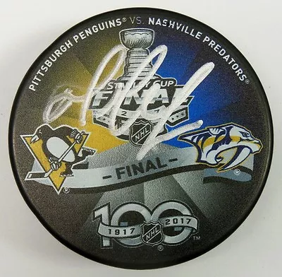 Mario Lemieux Signed 2017 Stanley Cup Penguins Vs Predators Puck 1009376 • $249.99