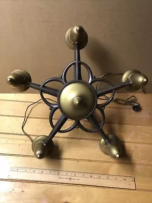 Antique Cast Iron 5 Light Chandelier With Center Switch For Restoration • $49