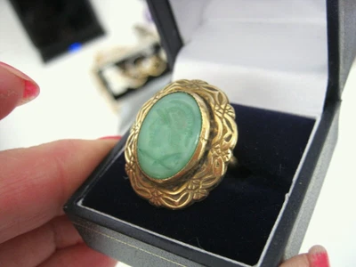 £145 • Buy Beautiful Georgian. -victorian ‘grand Tour’ Pinchbeck Green Stone Intaglio Ring