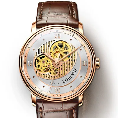LOBINNI Mens Automatic Watches Luxury Watch Mechanical Wristwatch Skeleton • $150