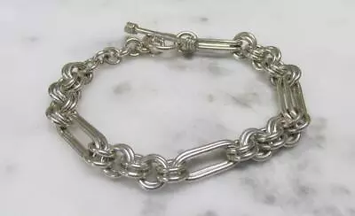 Mexico Sterling Silver Unique Link Bracelet ~ 7-3/4  ~ 24.6grams ~ 18-G366 • $49.99