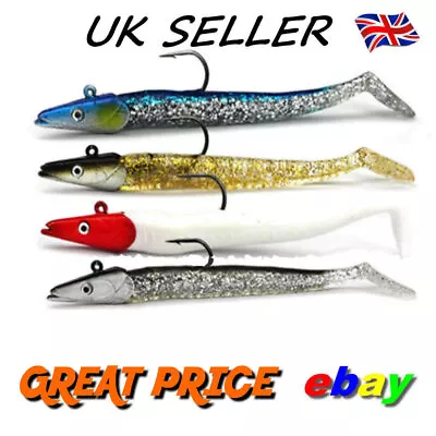 4 Savage Saltwater Sandeel Lures Bass Wrasse Cod Pollock Sea Fishing Tackle Gear • £6.99