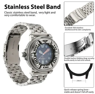 Silver Adapters W/Stainless Steel Metal Strap For Citizen Promaster BJ8050-08E • $35.99