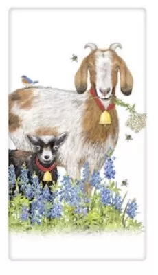 Flour Sack Kitchen Dish Towel Bluebonnet Goats Mary Lake - Thompson New • $12.99