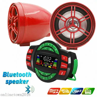 Motorcycle MP3 SD FM  Stereo Amplifier Sound System Scooter ATV Bluetooth USA • $36.99