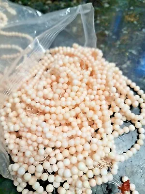 Vintage Genuine Mottled Pink Coral Strand 5 To 5 And 1/2 MM 75 Beads Apprx • $50