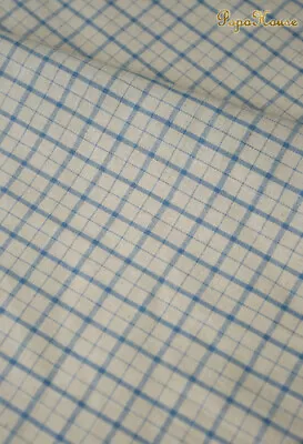 140x50cm Vintage Blue Linen Plaid Striped Yarn-Dyed Cotton Fabric Tablecloth  • $11.69