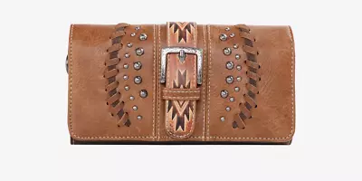 Montana West Embossed Aztec Buckle Wallet Brown • $34.99