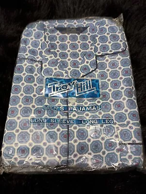 NOS Troy Hill Men's Size L Cotton Check Men's Pajamas Shirt Pants Set 2 Pc C4 • $16