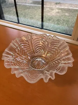 Fenton Reverse Drape Opalescent Glass Bowl 8.25  Vintage Art Deco Design • $35