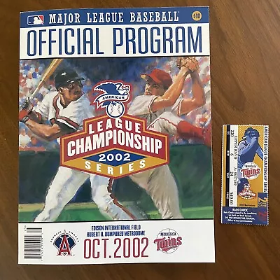 2002 ALCS Program And Ticket Stub Minnesota Twins Anaheim Angels Metrodome • $5.99