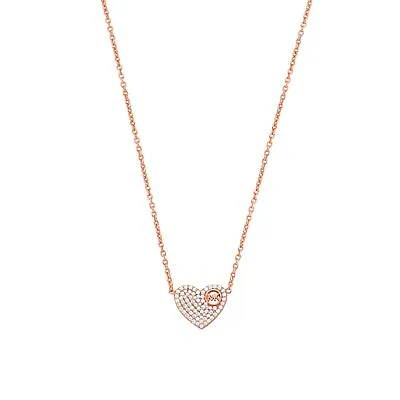 MICHAEL KORS Womens Necklace MKC1528AN791 925% Silver Gold Rose Heart • £85.96