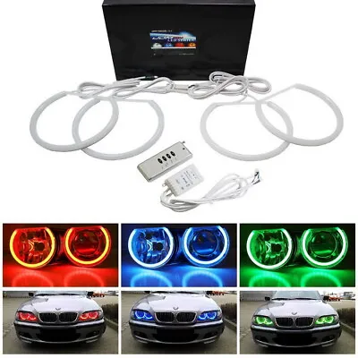 Headlight RGB 7-Color LED Angel Eye Halo Rings Kit For BMW E39 E46 3 5 7 Series • $58.49