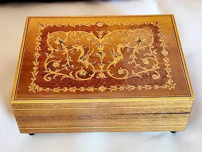 Vintage Inlaid Wooden Music Trinket Box • £6.32