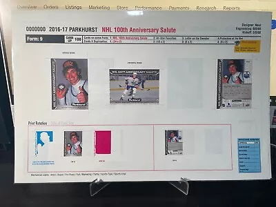 2016/17 Parkhurst NHL Centennial Salute  Wayne Gretzky Designer Proof Sheet 1/1 • $49.95