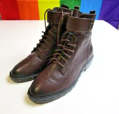 Vince Camuto Boots Womens 10 M 10M Talorini Combat Motorcycle Brown Leather • $14.99