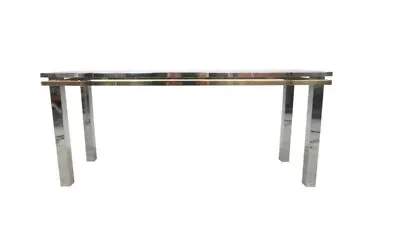 1970s Milo Baughman Chrome & Brass & Glass Console Table ~ Paul Evans • $990