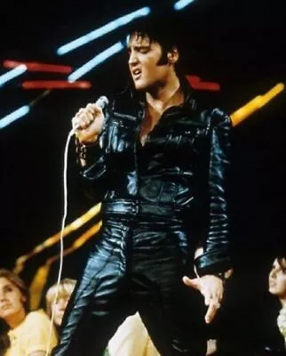 King Of Rock ELVIS Presley 1968 Comeback Special Black Leather Jacket & Pant • $144