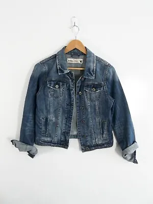 JUST JEANS Size 10 Mid Blue Distressed Denim Jacket • $24