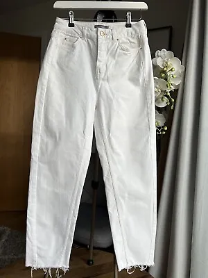 MINT VELVET Skinny Raw Hem Jeans Size 10 Regular White Denim • $36.06