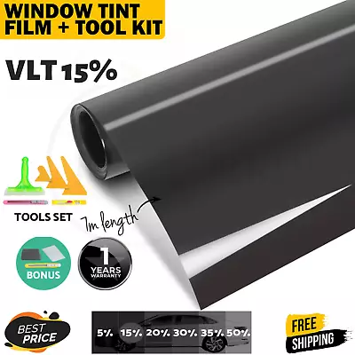 Giantz Window Tint 15% VLT 76cm X 7m Film Black Roll  Car Home Tinting Tool Kit • $32.95