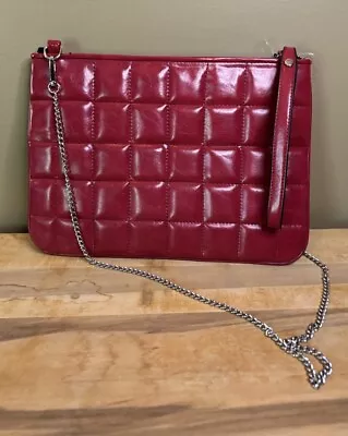 Zara Red Quilted Large Clutch/shoulder Bag With Chain Strap Zipper Sticks • $25