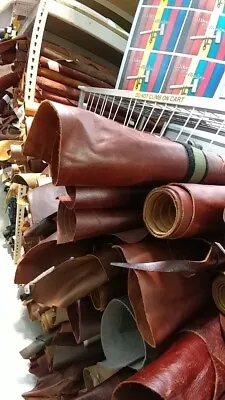 $99.99 • Buy 75 SQF LARGE SCRAP LEATHER PIECES / TRIMMED LEATHER COWHIDE ASSORTED COLORS & Oz