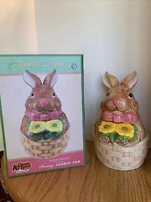 Cracker Barrell Cookie Jar Canister Bunny Basket Sunflowers Easter Spring LOVELY • $45