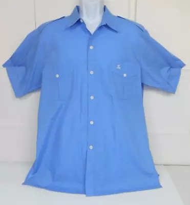 Tori Richard Shirt Men's Size XL Blue Button Up Short Sleeve Epaulets • $14.95