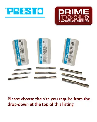 Presto 3 Piece Metric Tap Sets HSS Hand Tap Includes Taper Second & Plug Taps • £9.90
