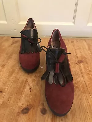 Yokono Shoes Claret Red Suede Heels Eu 39 Uk 6 • £28