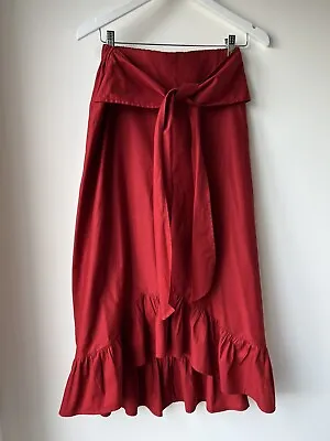 $10 • Buy ASOS Women’s Pull On Red Cotton Maxi SKIRT Size UK 12 AS NEW