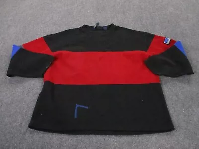 Vintage Eddie Bauer Sweater Adult L Black Red EBTek Crew Neck Fleece Mens • $19.95