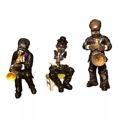 Rare Vintage 3 Piece Black Afro American Traditional Mini Jazz Band Figures • £17.99