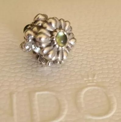 Authentic Pandora Green August Peridot Birthday Bloom Flower Charm Ret. VGC • $42