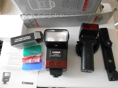 Cobra 700AF Shoe Mount Flash And Pro Grip And Bracket BOXED • £30