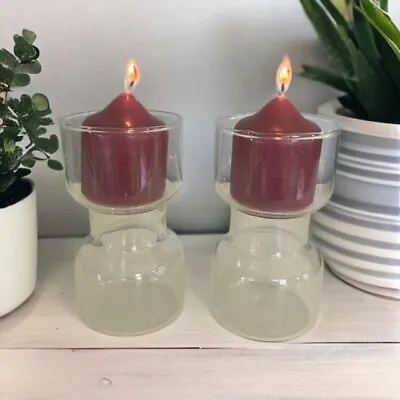 Vintage Pyrex Glass  Un-candle 5  Floating Candle Holders - Set Of 2 • $15