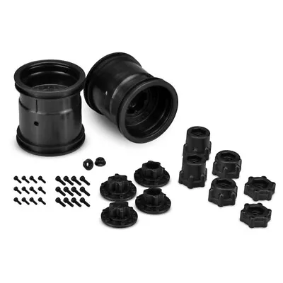 JConcepts Black 2.2  Midwest Monster Truck Wheels W/Adjustable Offset Adapters • $23.80