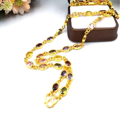 Necklace Naga Gem 9 Colors Jewel Jewelry Gold Micron Plated Luck Charm Amulet • $38.35