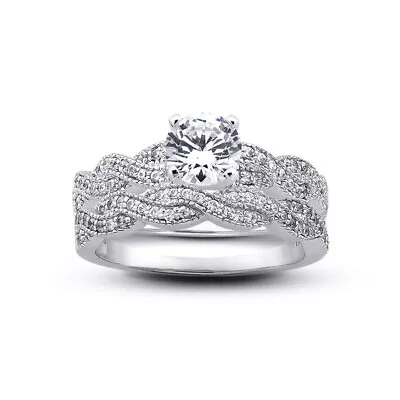 1.17ct H-SI1 Round Natural Diamonds 18k  Vintage Style Ring With Wedding Band • $2506.90