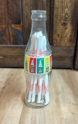Vtg 1995 Glass Coca-Cola Bottle Straw Dispenser 11.25” Tall W/ Coke Straws  • $35.99