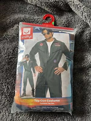 Top Gun Deluxe Pilot Mens 1980s Fancy Dress Adults Army Uniform Costume Outfit • £29.99
