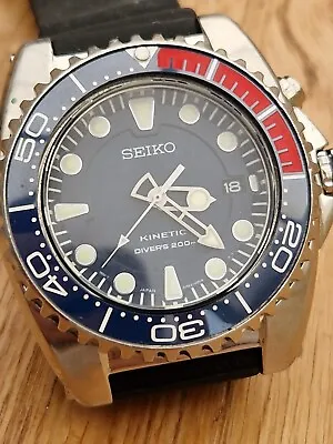 SEIKO KINETIC SCUBA DIVERS 200M WATCH 5M62-0BL0 New Capacitor SKA369P1 Modded • £220