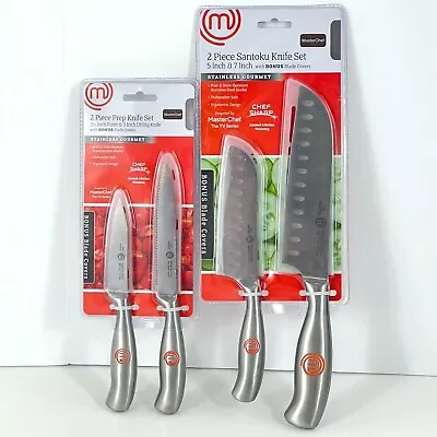 MasterChef Pack 2 Pc Santoku Knife Set And 2 Pc Prep Knife Set Stainless Steel • $49.49