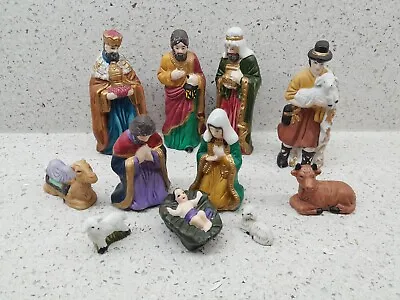 VINTAGE TRADITIONAL CHRISTMAS NATIVITY SET 11 PCS Hand Painted Porcelain Boxed  • £18