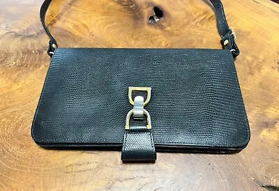 Vintage GUCCI Black Lizard Handbag - Shoulder/Crossbody/Clutch • $450