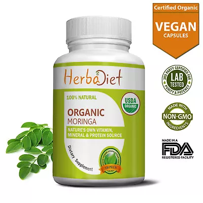 Organic Moringa Oleifera Natural Leaf Powder 600 TABLETS Pills - 5 Month Supply • $42.94